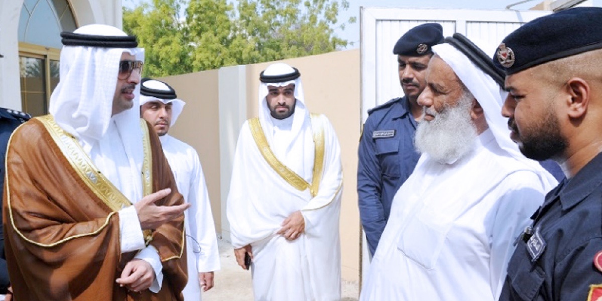 His Highness the Governor inspects the fire site in an events hall in Isa Town